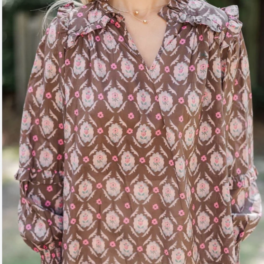 Entro Ruffled Blouse with Bib Collar